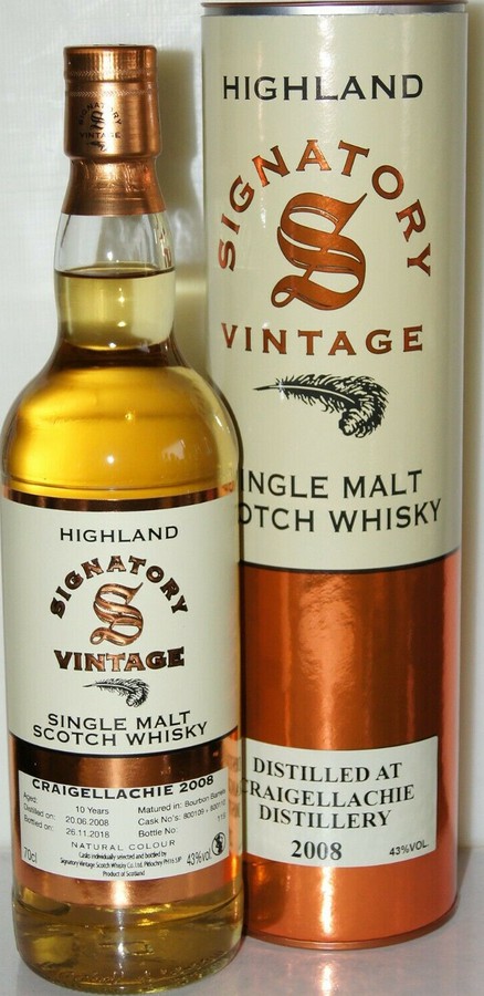 Craigellachie 2008 SV Vintage Collection Bourbon Barrels 800109 + 800110 43% 700ml