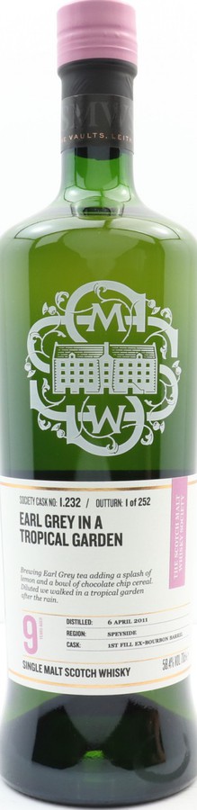 Glenfarclas 2011 SMWS 1.232 Earl grey tea in a tropical garden 1st Fill Ex-Bourbon Barrel 58.4% 700ml