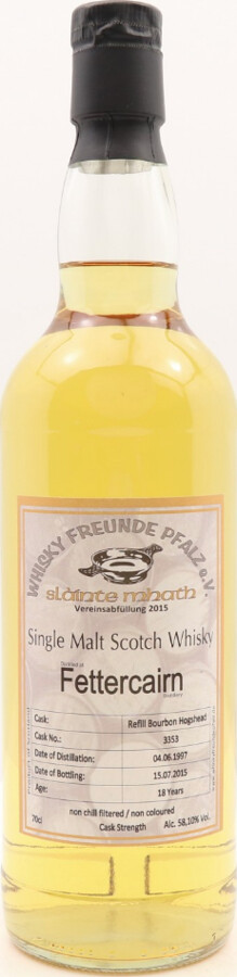 Fettercairn 1997 WFP Refill Bourbon Hogshead #3353 Whisky Freunde Pfalz e.V 58.1% 700ml