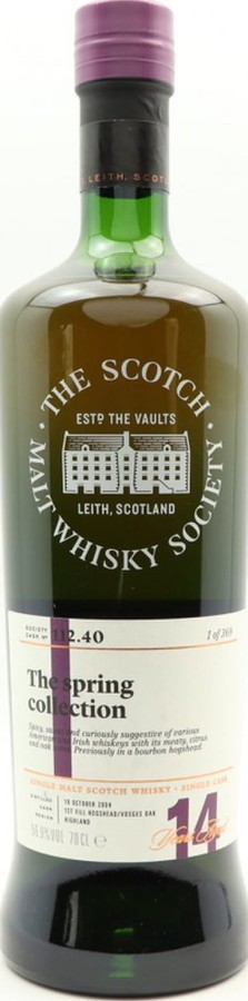 Inchmurrin 2004 SMWS 112.40 The spring collection 1st Fill Vosges Oak Hogshead 56.9% 700ml