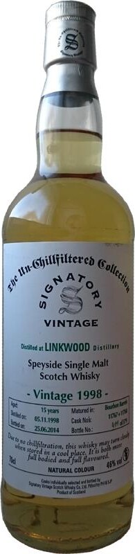 Linkwood 1998 SV The Un-Chillfiltered Collection 15yo Bourbon Barrels 11767 + 11768 46% 700ml