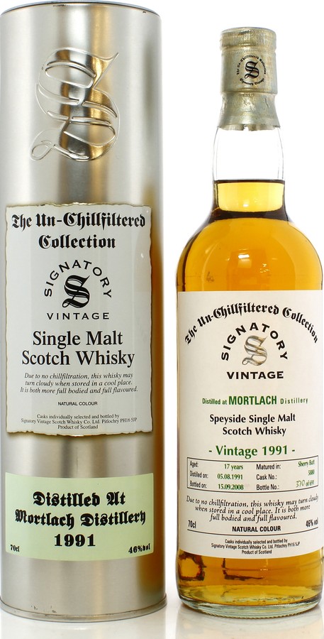 Mortlach 1991 SV The Un-Chillfiltered Collection Sherry Butt #5882 46% 700ml