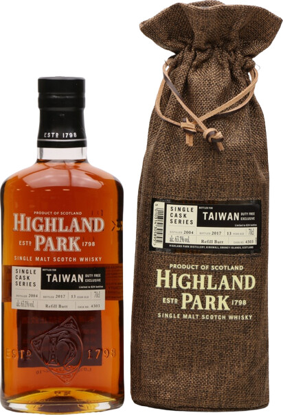 Highland Park 2004 Single Cask Series Refill Butt #4303 Taiwan Duty Free Exclusive 63.1% 700ml