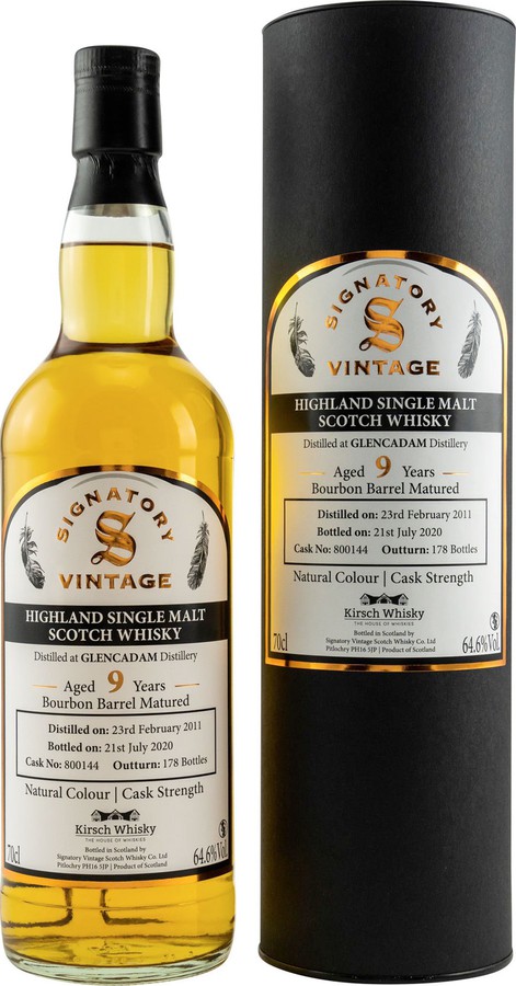 Glencadam 2011 SV Natural Colour Cask Strength Bourbon Barrel #800144 Kirsch Whisky 64.6% 700ml