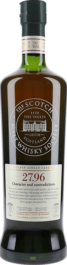 Springbank 1998 SMWS 27.96 Character and contradictions Refill Sherry Gorda 57.2% 700ml