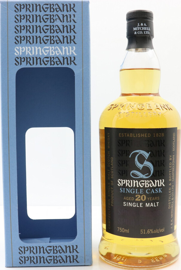 Springbank 20yo Single Cask Refill Bourbon Pacific Edge Wine & Spirits 51.6% 750ml