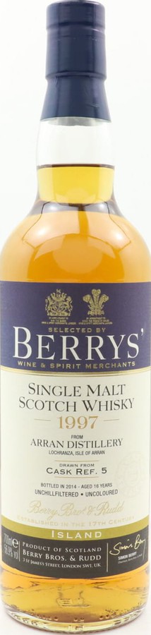 Arran 1997 BR Berrys Best Islay Marsala Cask Finish 56.9% 700ml