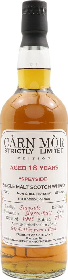 Speyside Distillery 1995 MMcK Carn Mor Strictly Limited Edition 18yo Sherry Butt 46% 700ml