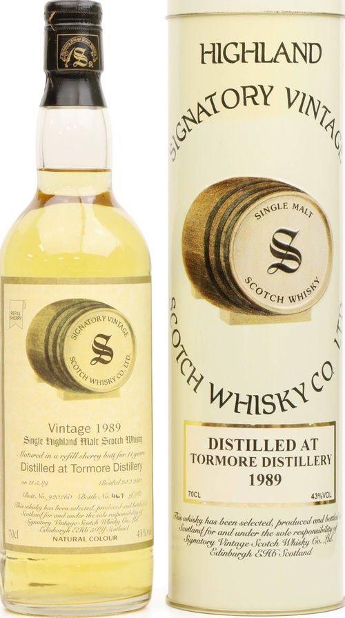 Tormore 1989 SV Vintage Collection 11yo Refill Sherry Butt #920260 43% 700ml