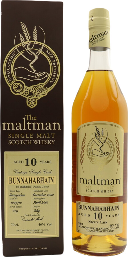 Bunnahabhain 2002 MBl The Maltman 10yo Sherry Puncheon #1003710 46% 700ml