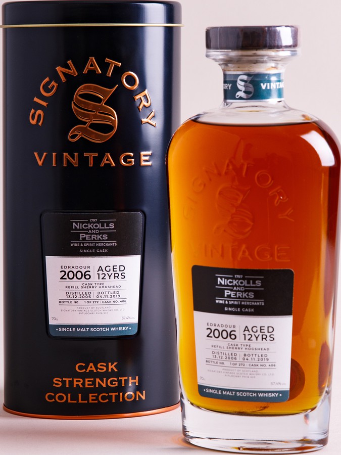 Edradour 2006 SV Cask Strength Collection Refill Sherry Hogshead #406 Nickolls & Perks Exclusive 57.4% 700ml
