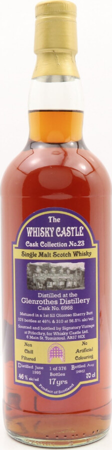 Glenrothes 1995 SV The Whisky Castle Cask Collection #23 1st Fill Oloroso Sherry Butt #6968 46% 700ml