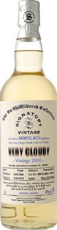 Mortlach 2008 SV The Un-Chillfiltered Collection Very Cloudy Bourbon Barrels 40% 700ml
