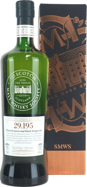 Laphroaig 1999 SMWS 29.195 Charred staves and black dragon tea Refill Ex-Bourbon Hogshead Exclusive to French Members 50% 700ml