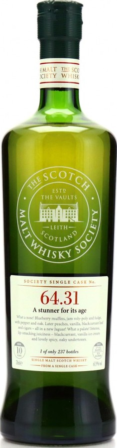 Mannochmore 2001 SMWS 64.31 a stunner for its age 10yo First Fill Ex-Bourbon Barrel 61.9% 700ml