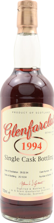 Glenfarclas 1994 Single Cask Bottling Sherry Hogshead #980 58% 700ml