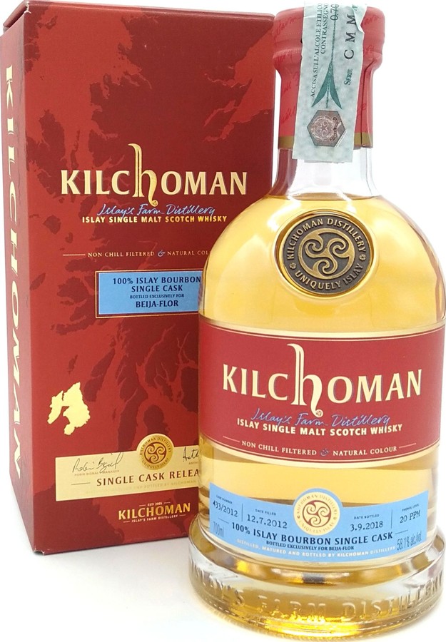 Kilchoman 2012 100% Islay Bourbon Cask 433/2012 Beija-Flor 58.1% 700ml