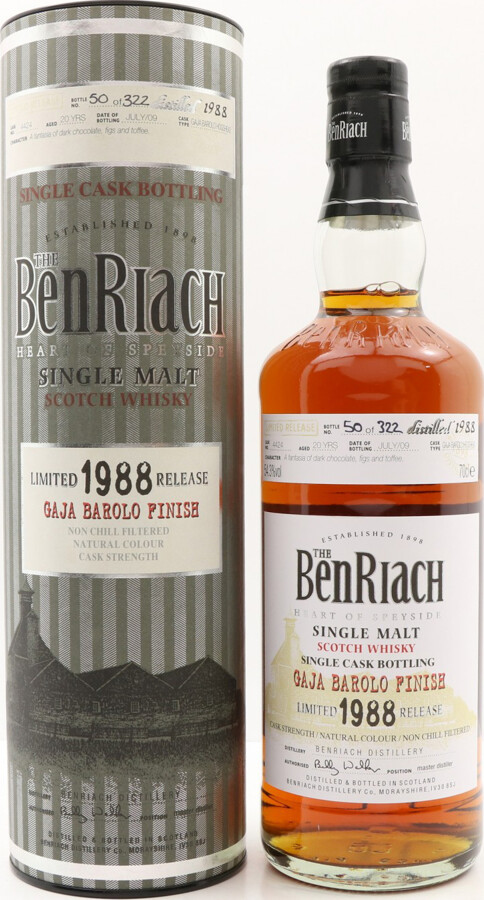 BenRiach 1988 Single Cask Bottling Batch 6 20yo Gaja Barolo Finish #4424 54.3% 700ml