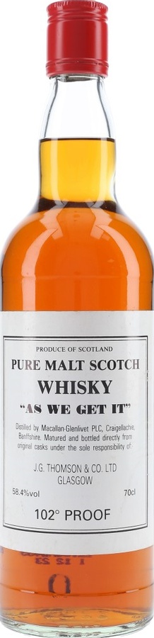 Macallan As We Get It JGT Pure Malt Scotch Whisky 102 Proof 58.4% 700ml