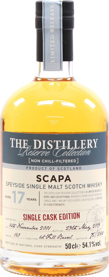 Scapa 2001 The Distillery Reserve Collection 17yo 1st Fill Bourbon #160 54.1% 500ml