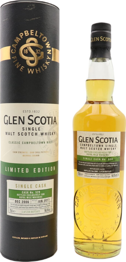 Glen Scotia 2006 Limited Edition Single Cask #529 Royal Mile Whiskies Exclusive 56.5% 700ml