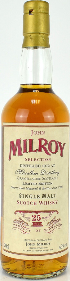 Macallan 1972 JY Selection 25yo Sherry Butt 43% 700ml
