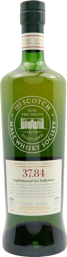 Cragganmore 2002 SMWS 37.84 Sophisticated but frolicsome 14yo 2nd Fill Sauternes Hogshead 56.3% 700ml