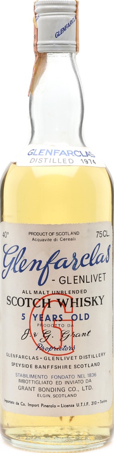 Glenfarclas 1974 All Malt Unblended Scotch Whisky Pinerolo import 40% 750ml