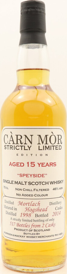Mortlach 1998 MMcK Carn Mor Strictly Limited Edition 15yo 2 Hogsheads 46% 700ml