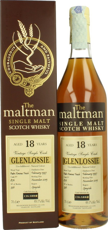 Glenlossie 1997 MBl The Maltman PX Finish #876 49.1% 700ml