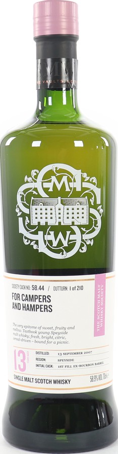 Strathisla 2007 SMWS 58.44 For campers and hampers 1st Fill Ex-Bourbon Barrel 58.9% 700ml