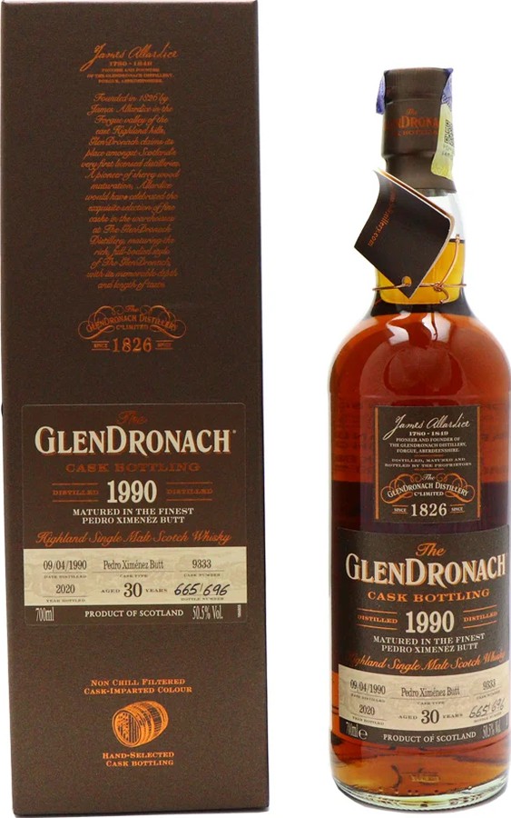 Glendronach 1990 Cask Bottling- Batch 18 Pedro Ximenez Butt #9333 50.5% 700ml