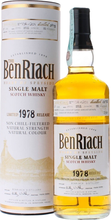 BenRiach 1978 Single Cask Bottling Batch no.3 28yo #1596 54% 700ml