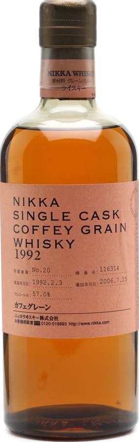 Nikka 1992 Single Cask Coffey Grain 15yo #116314 57% 700ml