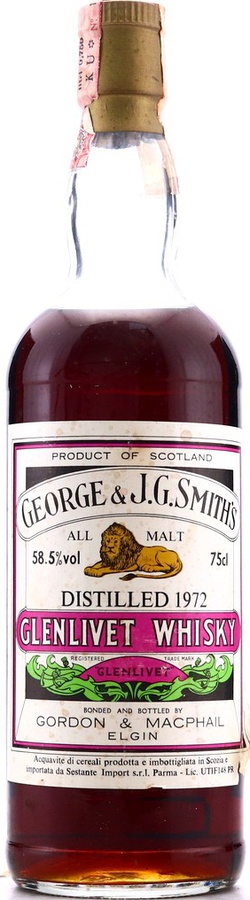Glenlivet 1972 GM George & J.G. Smith's Sestante Import 58.5% 750ml
