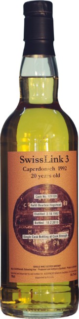 Caperdonich 1992 AxWD Swiss Link 3 Refill Bourbon Hogshead #121120 54.7% 700ml