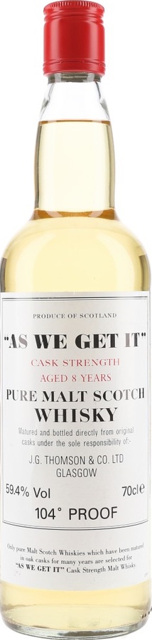 As We Get It 8yo JGT Pure Malt Scotch Whisky 104 Proof 59.4% 700ml