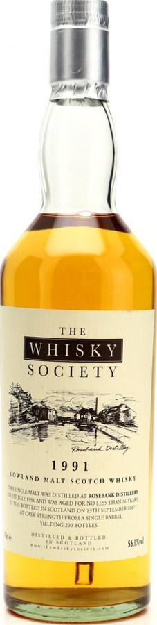 Rosebank 1991 SMS The Whisky Society Barrel 56.1% 700ml