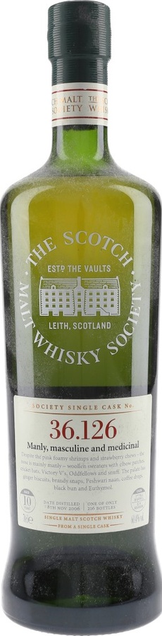 Benrinnes 2006 SMWS 36.126 Manly masculine and medicinal 1st Fill Ex-Bourbon Barrel 60.4% 700ml