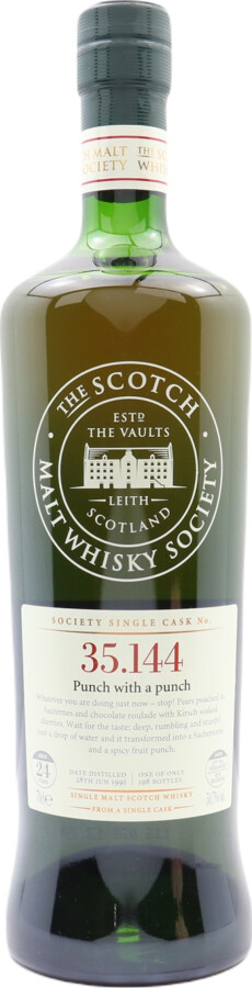 Glen Moray 1991 SMWS 35.144 Punch with a punch 2nd Fill Ex-Bourbon Hogshead 50.7% 700ml