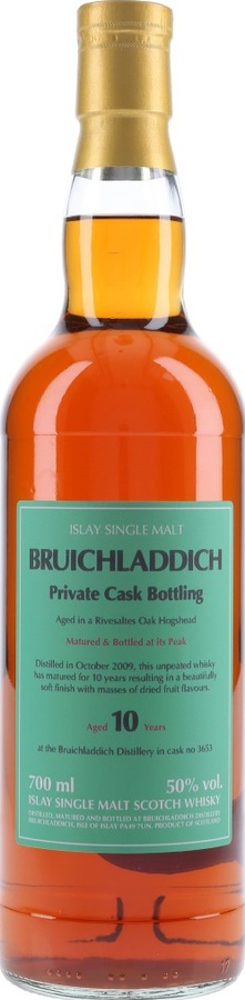 Bruichladdich 2009 Private Cask Bottling Rivesaltes Oak Hogshead #3653 50% 700ml