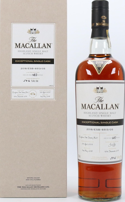 Macallan 2018/ESB-6513/05 Exceptional Single Cask European Oak Sherry Butt 59.6% 750ml