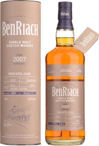 BenRiach 2007 Single Cask Bottling Batch 15 Moscatel Hogshead #8737 58.9% 700ml