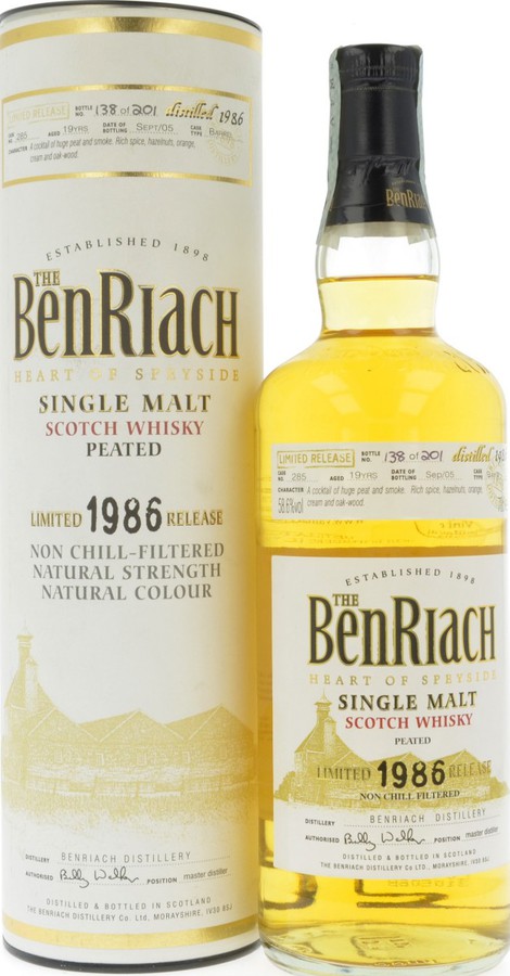 BenRiach 1986 Single Cask Bottling Batch 2 Bourbon Barrel #285 58.6% 700ml