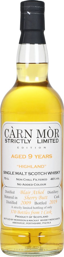 Blair Athol 2009 MMcK Carn Mor Strictly Limited Edition Sherry Butt 46% 700ml