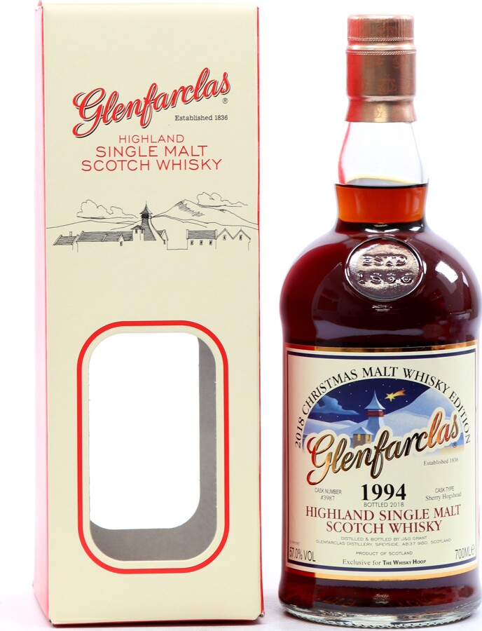 Glenfarclas 1994 2018 Christmas Malt Whisky Edition Sherry Hogshead #3987 57% 700ml