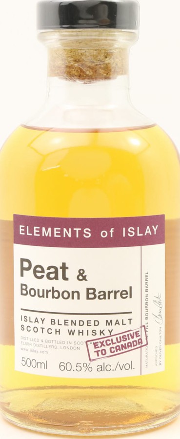 Peat & Bourbon Barrel Islay Blended Malt Scotch Whisky ElD Elements of Islay Exclusive to Canada 60.5% 500ml
