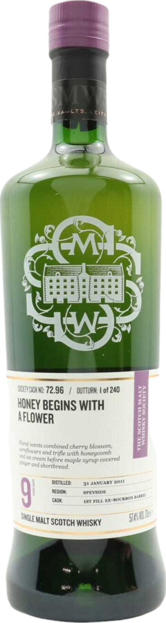 Miltonduff 2011 SMWS 72.96 Honey begins with a flower 9yo 1st Fill Ex-Bourbon Barrel 57.4% 700ml