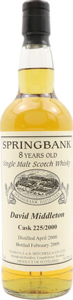 Springbank 2000 Private Bottling 225/2000 David Middleton 51.5% 700ml