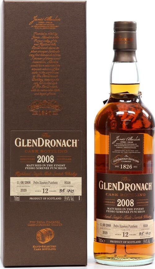 Glendronach 2008 Cask Bottling Batch 18 12yo Pedro Ximenez Puncheon #8558 59.4% 700ml